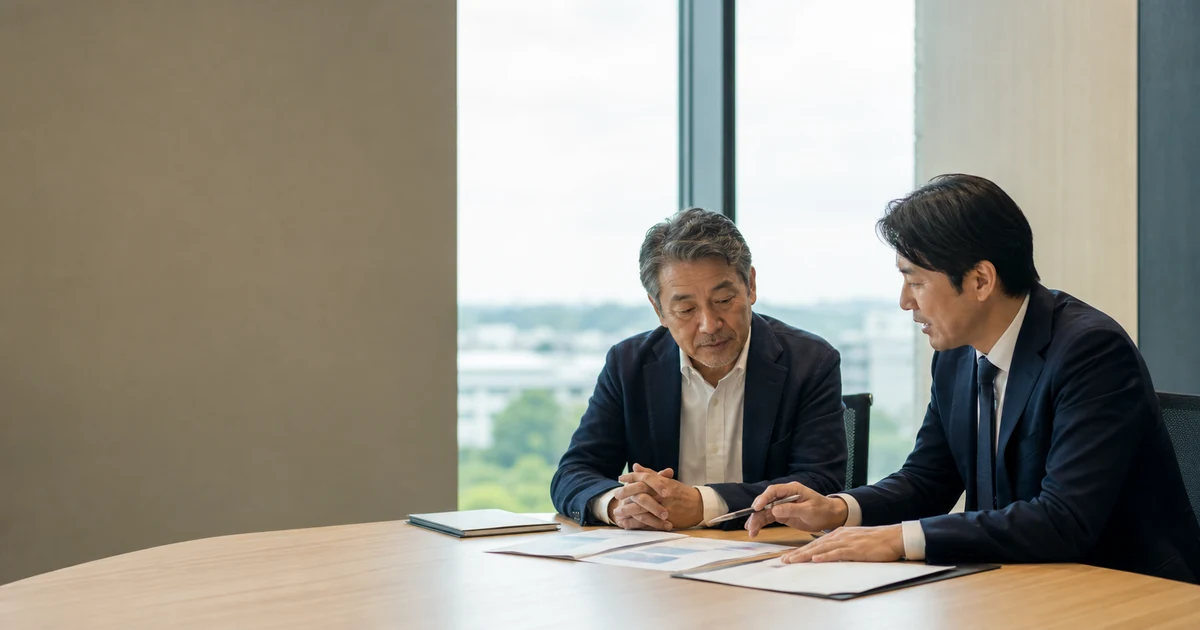 豊田市・西三河で会社売却や事業承継を相談する経営者とアドバイザーのイメージ